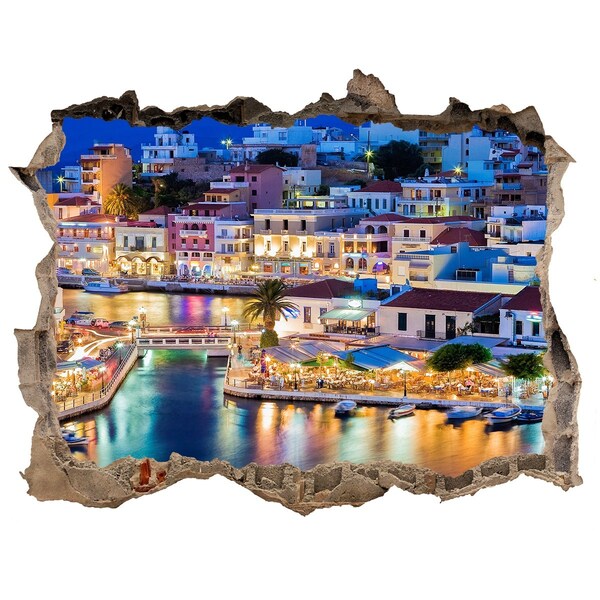 3D Wandtattoos Loch in der Wand Eine malerische Küstenstadt