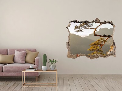 3D Wandsticker Loch Berglandschaft mit einem Baum
