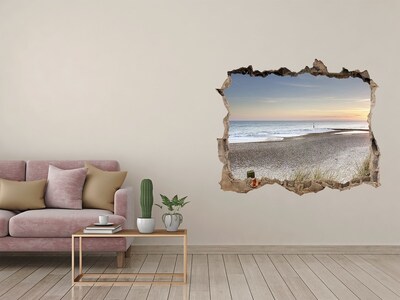 3D Wandtattoos Loch in der Wand Blick auf den Strand bei Sonnenuntergang