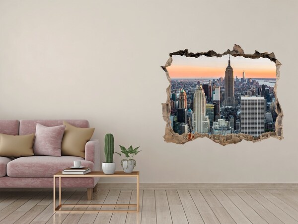 3D Wandtattoos Loch in der Wand New York bei Sonnenuntergang