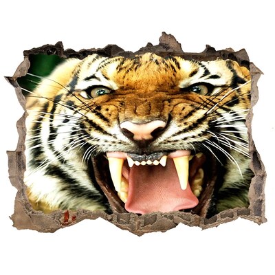 3D Wandsticker Loch Tiger in Aktion