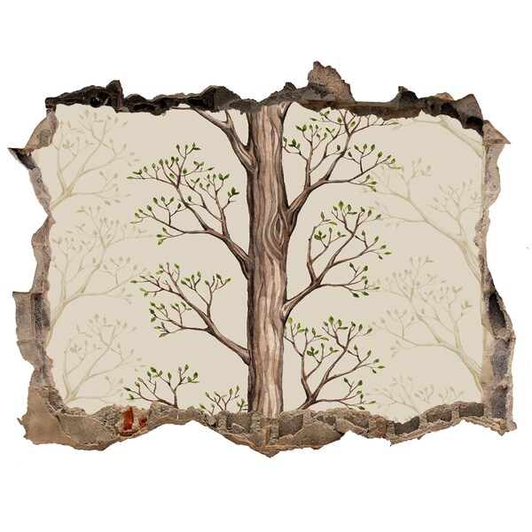 3D Wandsticker Loch Zerbrochene Mauer mit einem Baum