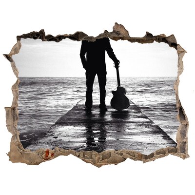 Wandfolien Loch in der Wand Musiker auf dem Pier