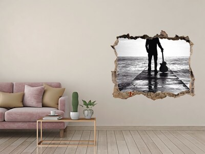 Wandfolien Loch in der Wand Musiker auf dem Pier