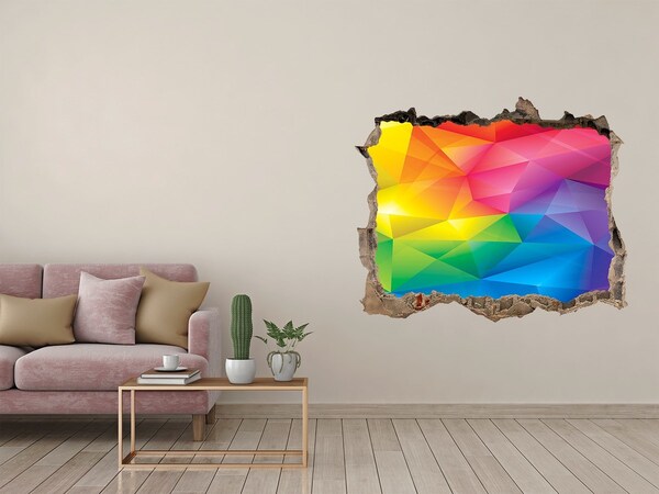 Wandfolien Loch in der Wand Ein bunter Regenbogen an der Wand