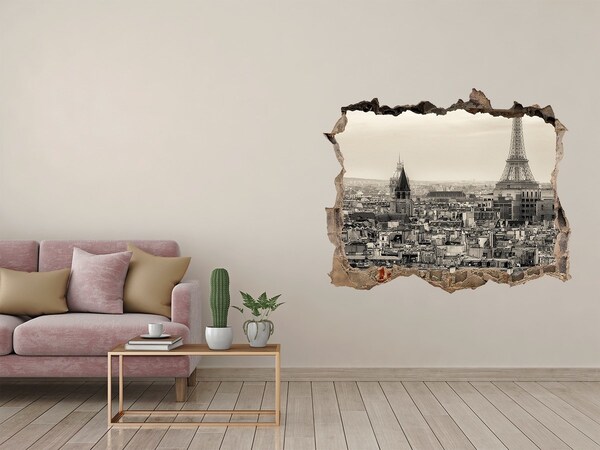 3D Wandsticker Loch Blick auf Paris mit dem Eiffelturm