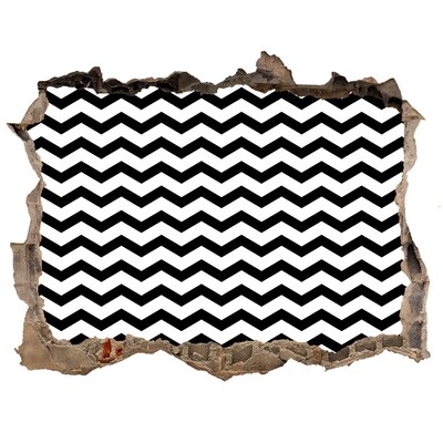 3D Wandsticker Loch Schwarze und weiße Zickzacklinien in einem Loch in der Wand