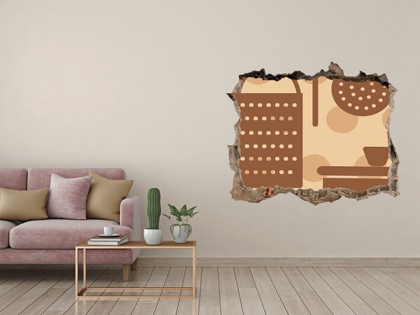 3D Wandsticker Loch Interieur mit Retro-Motiv