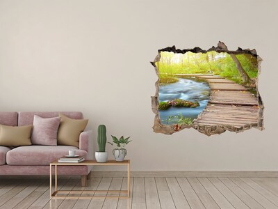 3D Wandsticker Loch Waldweg am Fluss entlang