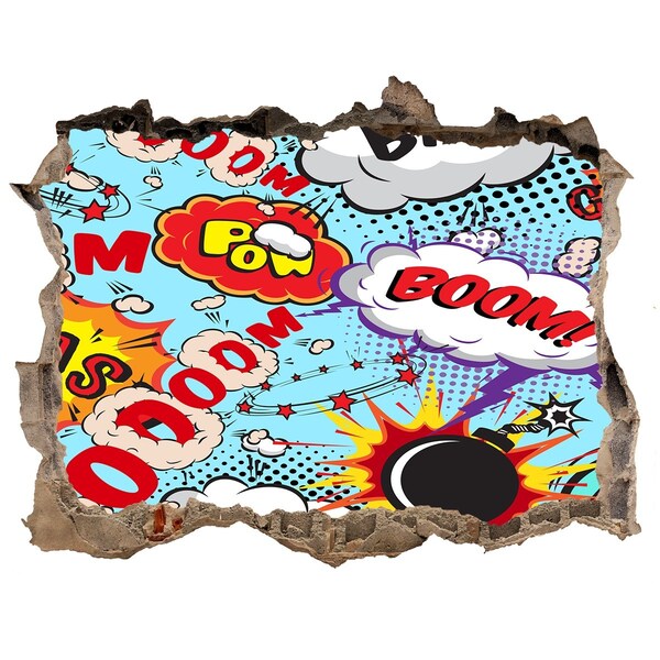 3D Wandsticker Loch Eine Farbexplosion im Comic-Stil