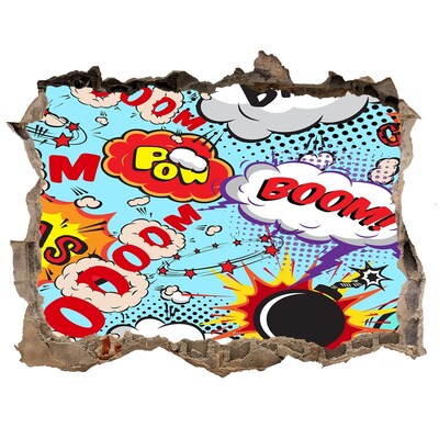 3D Wandsticker Loch Eine Farbexplosion im Comic-Stil