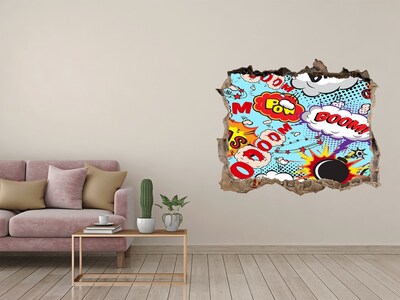 3D Wandsticker Loch Eine Farbexplosion im Comic-Stil