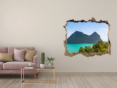 3D Wandsticker Loch Blick auf eine tropische Insel