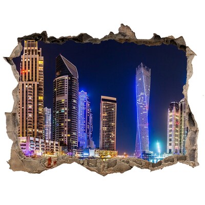 3D Wandtattoos Loch in der Wand Dubais moderne Skyline