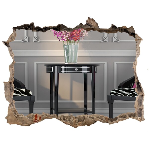 Wandfolien Loch in der Wand Ein goldener Tisch in einem eleganten Interieur