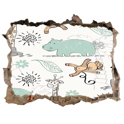 3D Wandsticker Loch Tiere im Dschungel
