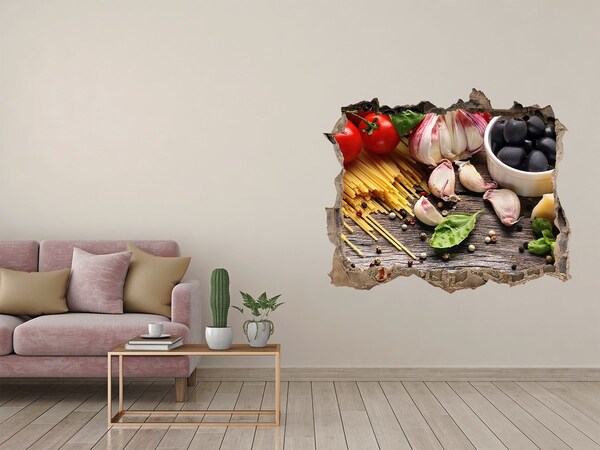 3D Wandtattoos Loch in der Wand Italienische Küche mit Pasta und Knoblauch