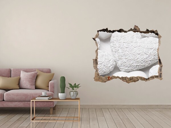 Wandfolien Loch in der Wand Weiße Rosen in einem Loch in der Wand