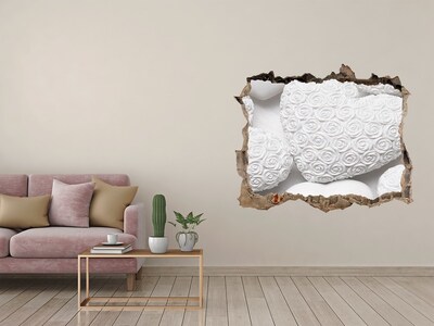 Wandfolien Loch in der Wand Weiße Rosen in einem Loch in der Wand