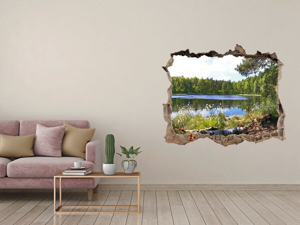 3D Wandtattoos Loch in der Wand Grüner Wald am See