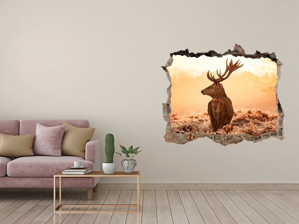 3D Wandtattoos Loch in der Wand Hirsche im goldenen Licht des Sonnenuntergangs