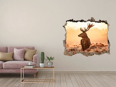 3D Wandtattoos Loch in der Wand Hirsche im goldenen Licht des Sonnenuntergangs