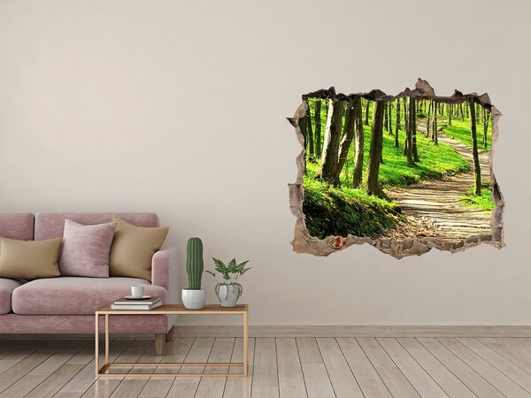 3D Wandtattoos Loch in der Wand Waldweg im Sonnenschein