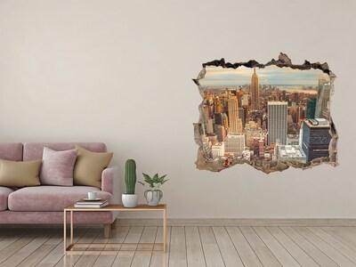 3D Wandtattoos Loch in der Wand Blick auf New York