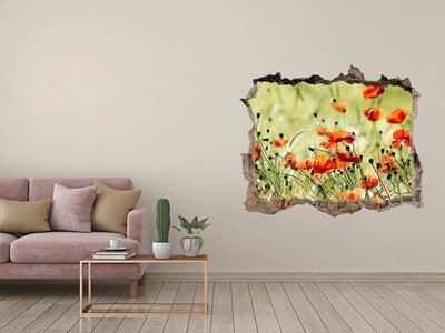 Wandfolien Loch in der Wand Ein Blumenparadies inmitten der Mohnblumen