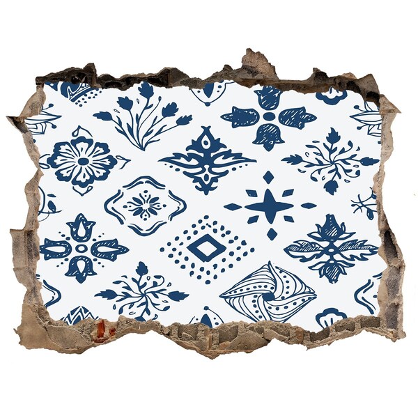 Wandfolien Loch in der Wand Blumenmuster an der Wand