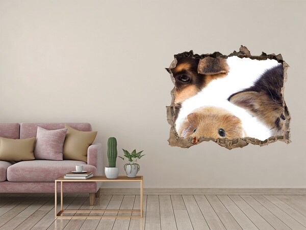 3D Wandtattoos Loch in der Wand Tiere von jenseits der Mauer