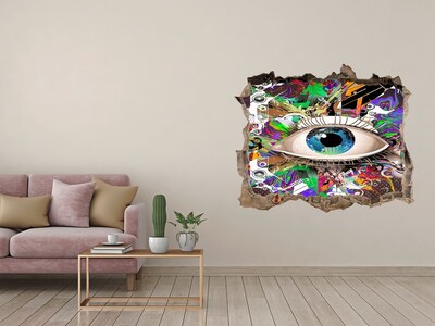 3D Wandtattoos Loch in der Wand Ein Auge in einer farbenfrohen Komposition