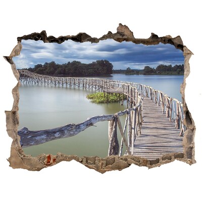 3D Wandsticker Loch Eine Brücke über das Wasser