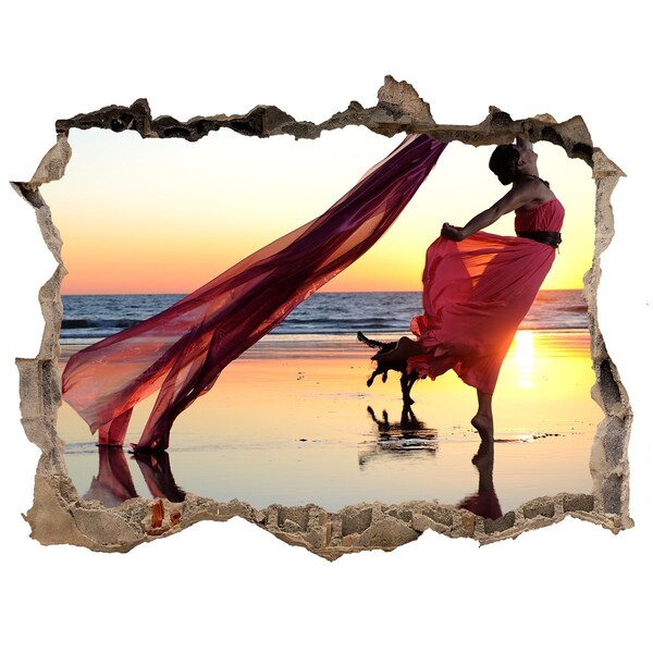 Wandtattoos Loch Tanzen am Strand bei Sonnenuntergang