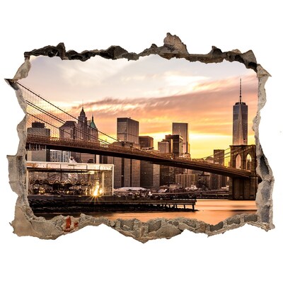 3D Wandsticker Loch Brooklyn Bridge bei Sonnenuntergang