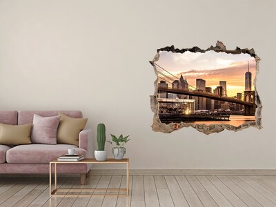 3D Wandsticker Loch Brooklyn Bridge bei Sonnenuntergang