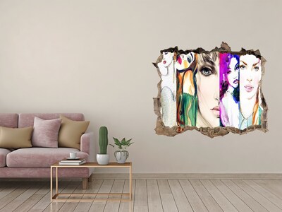 Wandtattoos Mauerdurchbruch Frauenporträts in einem Loch in der Wand