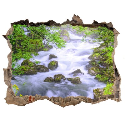 3D Wandsticker Loch Wasserfall im grünen Wald