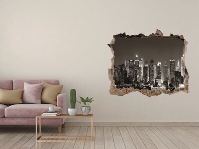 Wandtattoos Mauerdurchbruch New Yorker Skyline bei Nacht