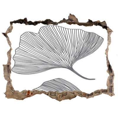 3D Wandtattoos Loch in der Wand Blätter im Beton