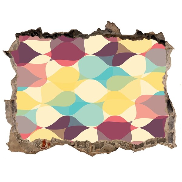 3D Wandsticker Loch Bunte Wellen an der Wand