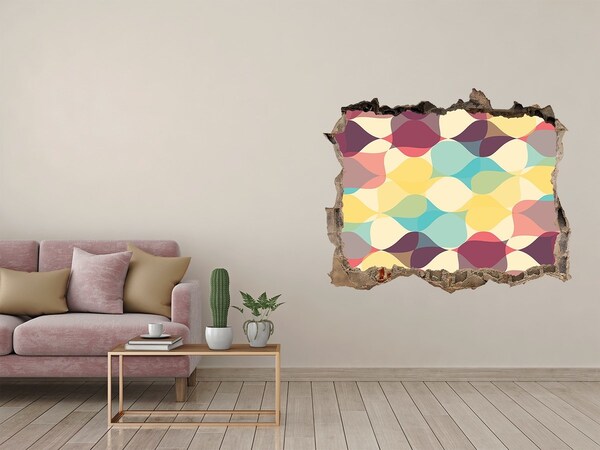 3D Wandsticker Loch Bunte Wellen an der Wand
