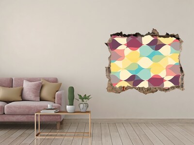 3D Wandsticker Loch Bunte Wellen an der Wand