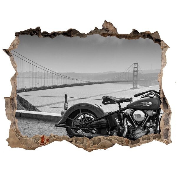 3D Wandsticker Loch Motorrad an der Golden Gate Bridge