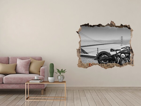 3D Wandsticker Loch Motorrad an der Golden Gate Bridge