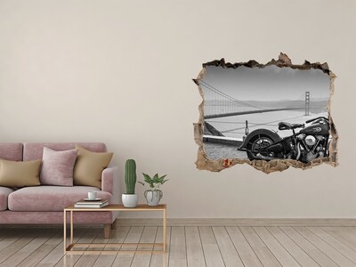 3D Wandsticker Loch Motorrad an der Golden Gate Bridge