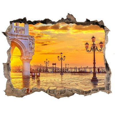3D Wandtattoos Loch in der Wand Sonnenuntergang in Venedig