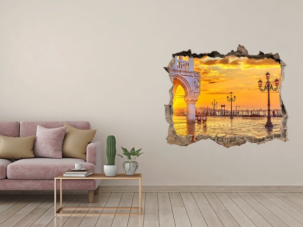 3D Wandtattoos Loch in der Wand Sonnenuntergang in Venedig