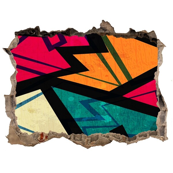 3D Wandsticker Loch Ein farbenfrohes Wandgemälde in einem Loch in der Wand