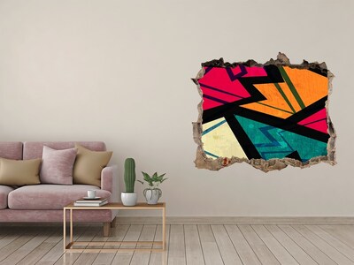 3D Wandsticker Loch Ein farbenfrohes Wandgemälde in einem Loch in der Wand